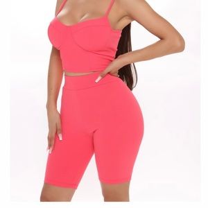 Pink crop short set